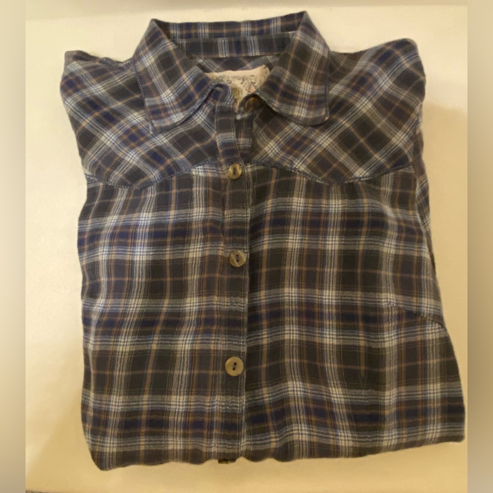 Fitted Blue Plaid Shirt-Just Right Worn In.